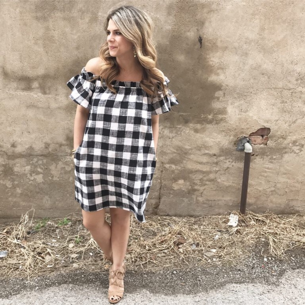 Anthropology gingham dress SMALL